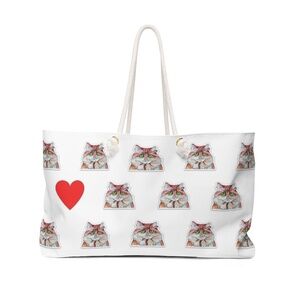 Weekender Tote Bag with Orange and White Cat